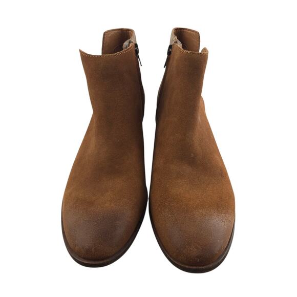 Frye Caden Ankle Boots Womens 9.5 M Cognac Brown Suede Metallic Beige Low Heel - Picture 4 of 11